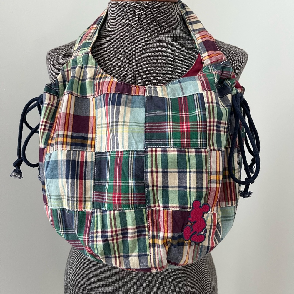 🏰✨ Disney Mickey Mouse Patchwork Plaid Hobo Bag & Matching Wallet Set ✨🏰 - Picture 6 of 9